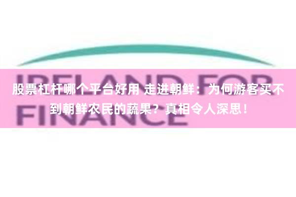 股票杠杆哪个平台好用 走进朝鲜：为何游客买不到朝鲜农民的蔬果？真相令人深思！